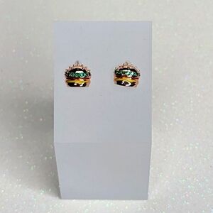 Hamburger rose gold zircon stud earrings
